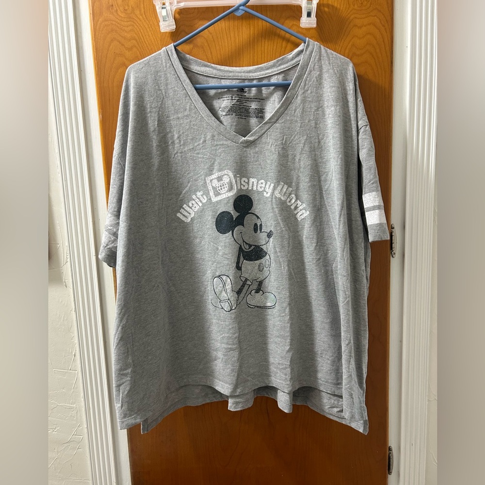 Disney Gray Mickey Mouse V-Neck Tee